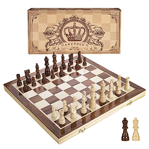 Magnetic Wooden Chess Set for Beginners, Kids, Adults
