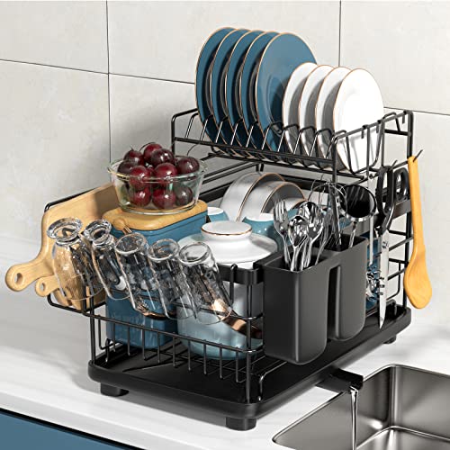 2 Tier Dish Drying Rack with Drainboard